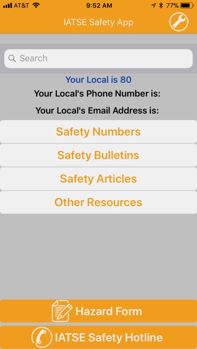 IATSE Safety Info Screenshot