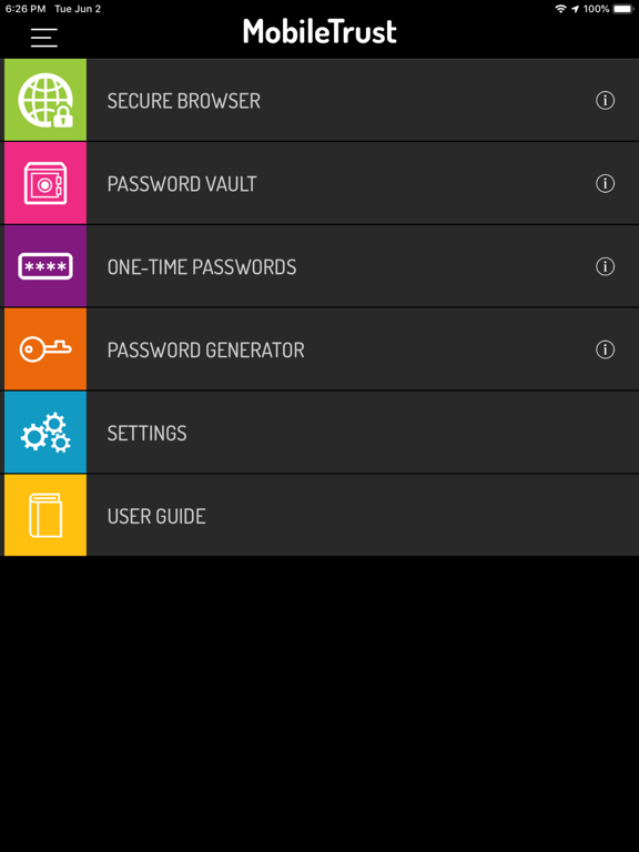 MobileTrust iPad screenshot 1 - Utilities app