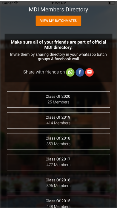 MDI Alumni Screenshot