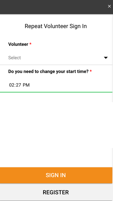 Volunteer Check In Kiosk Screenshot