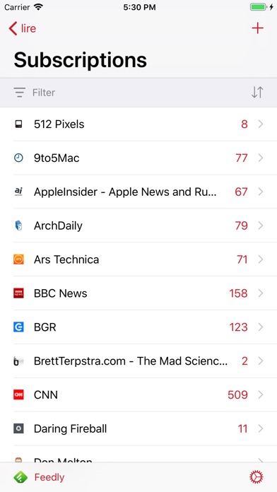lire (Full-text RSS) screenshot1