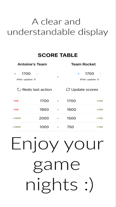 Score Table screenshot 2