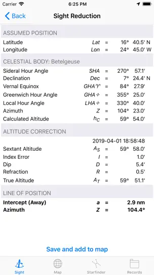 Capture d'écran de Celestial Navigation sur iPhone 4