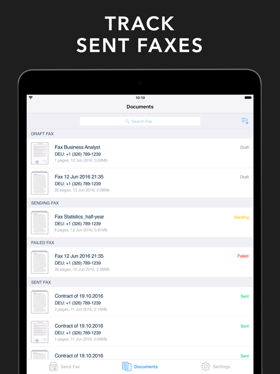 FAX from iPhone & iPad App iPad screenshot 5 - Business app
