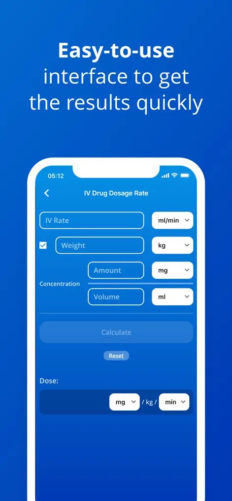 IV Dosage and Rate Calculator - Medical App | MWM