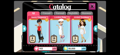 Fashion Story™ - This tool presents an extensive collection of clothing, organized into clear categories like 'Casual' and 'Formal', allowing users to discover and acquire stylish new outfits.