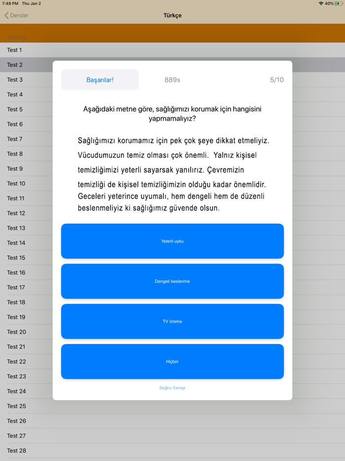 Test Merkezi İlkokul 2.Sınıf
