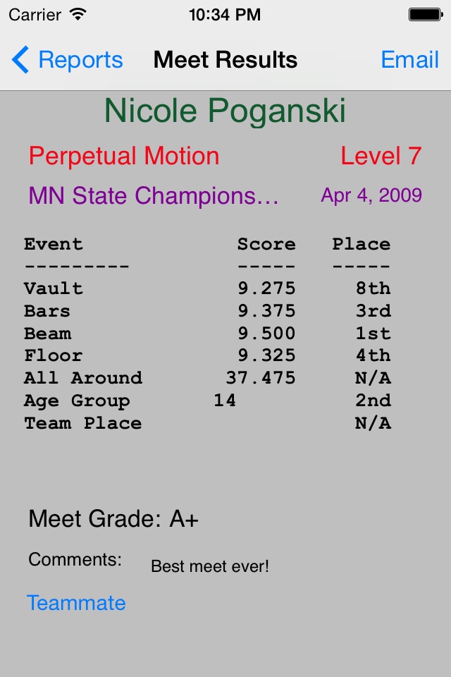 Gymnastics Meet Tracker screenshot 3