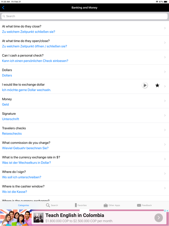 Screenshot #4 pour English to German Phrasebook