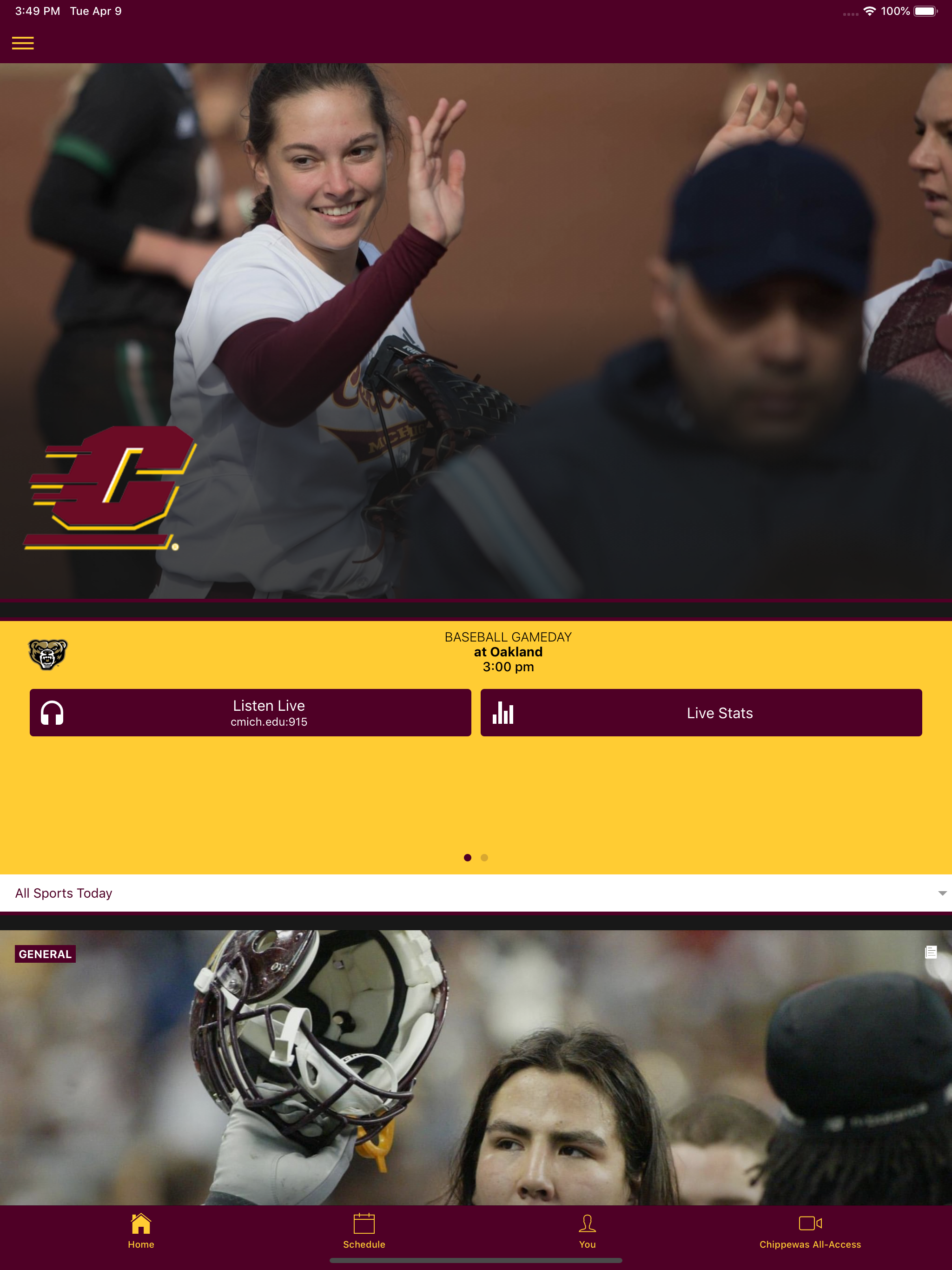 CMU Athletics screenshot 3
