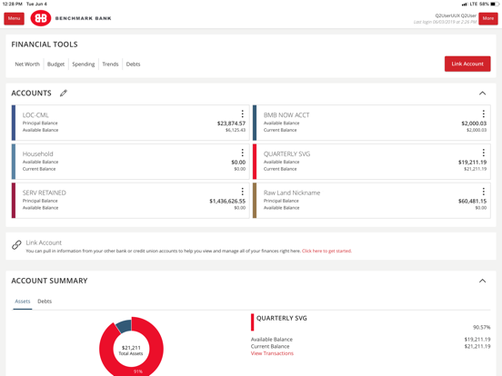 Benchmark Bank eBanking App iPad screenshot 3 - Finance app