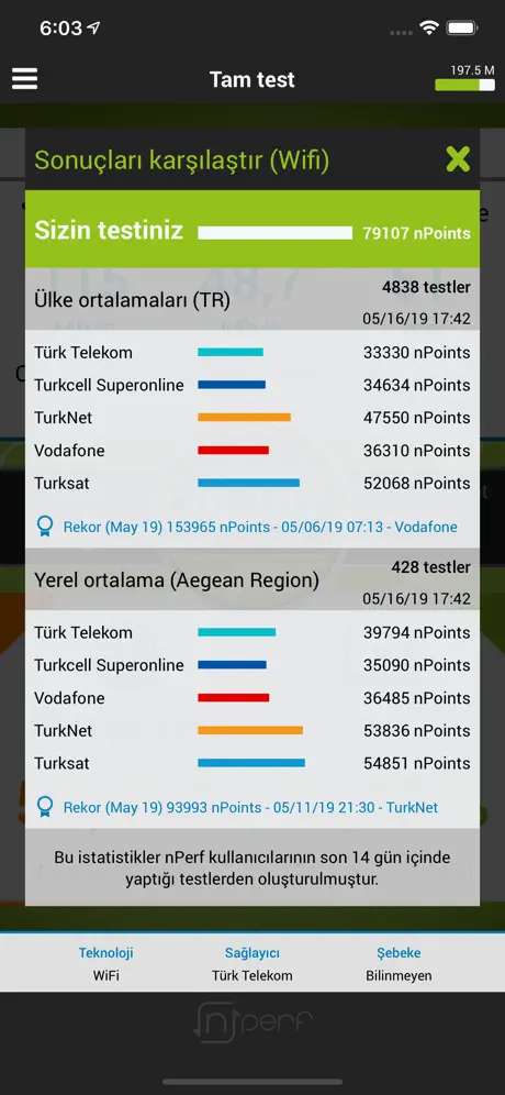 nPerf internet speed test