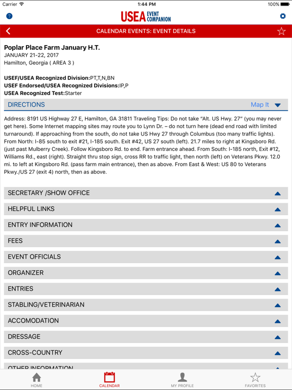 USEA Event Companion iPad screenshot 3 - Business app