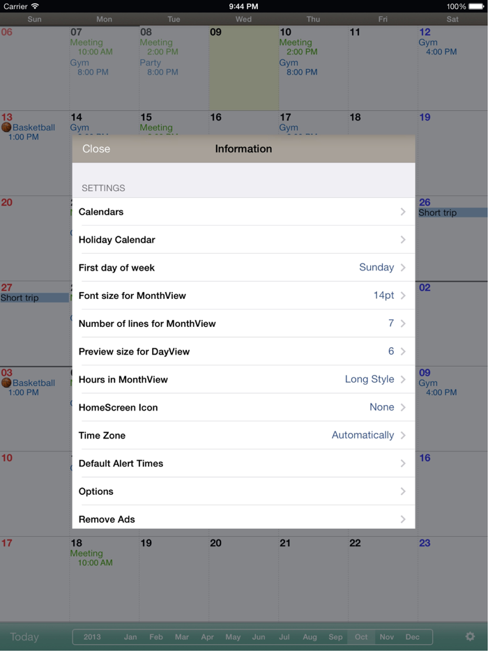 Monthly Calendar MocaHD