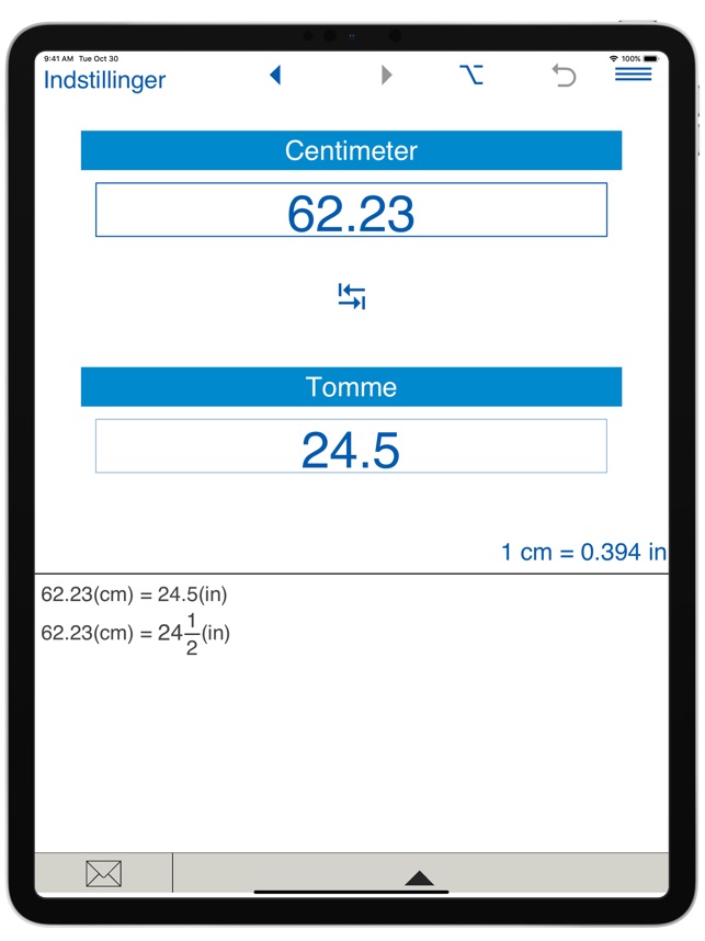Tommer / Centimeter omregner i App Store