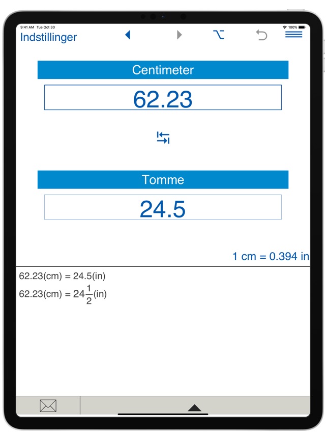 Tommer Centimeter omregner i App Store