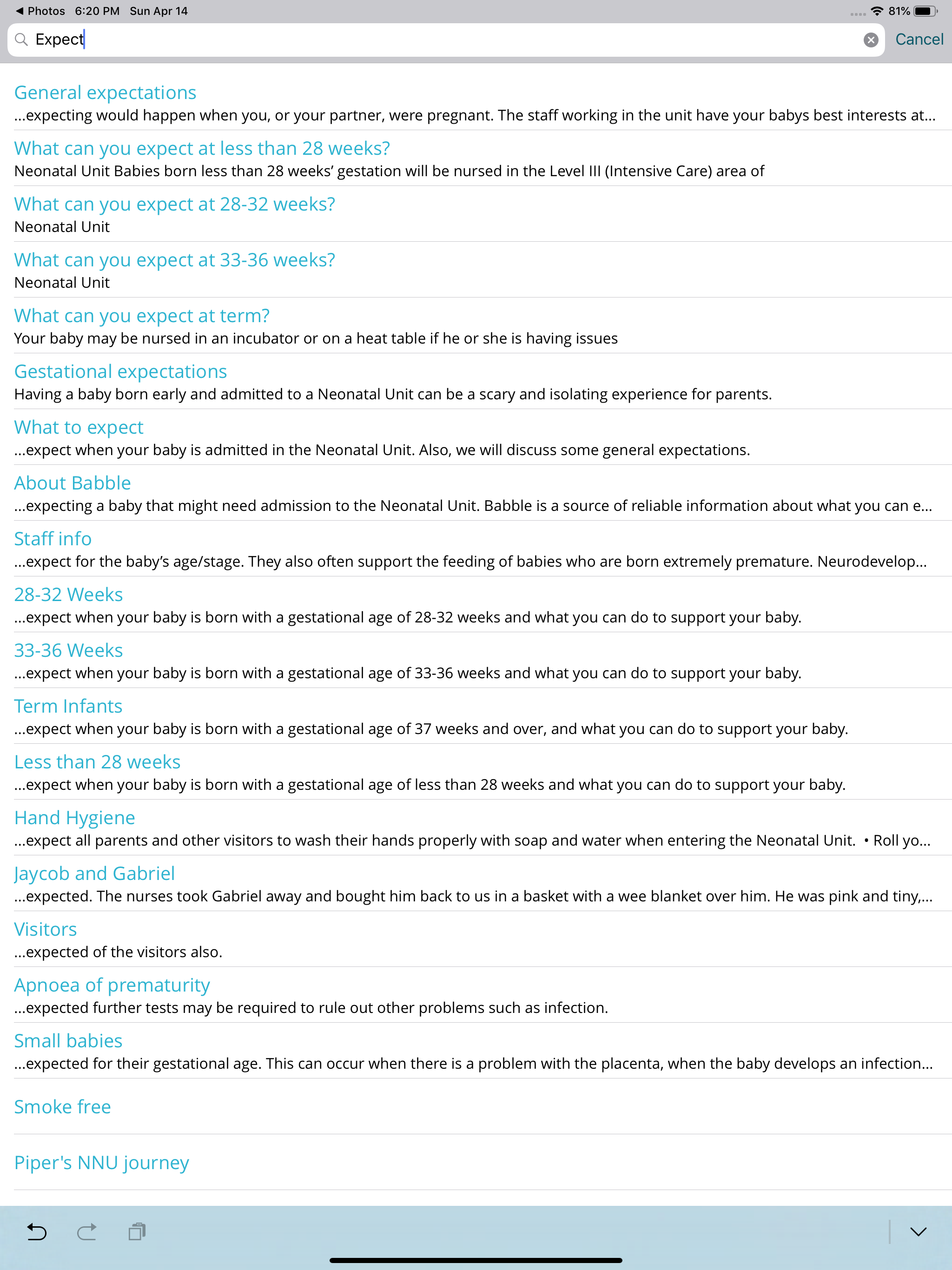 BABBLE NZ Neonatal Family App screenshot 7