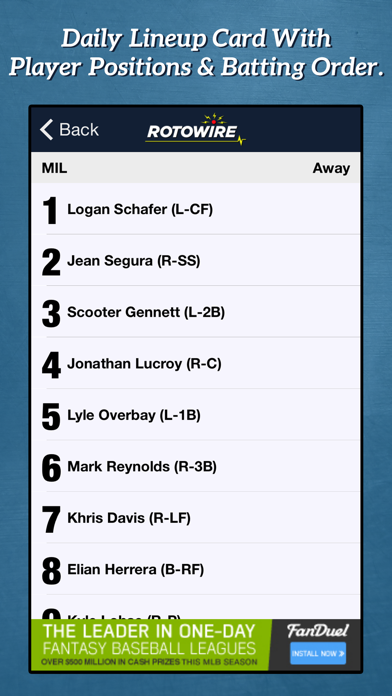 Screenshot #2 pour Daily Baseball Lineups