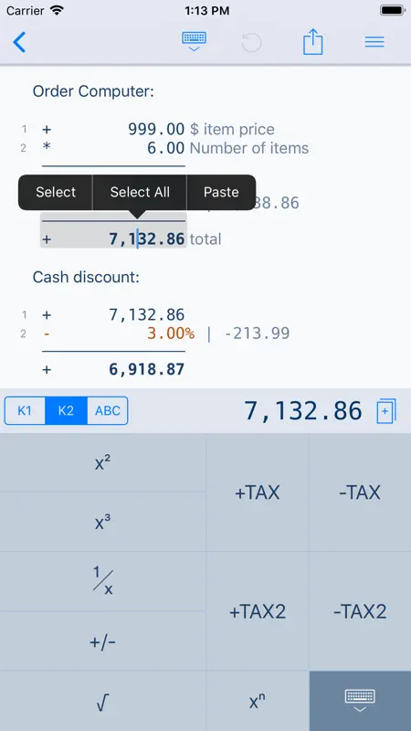 CalcTape Paper Tape Calculator screenshot 3 of 5
