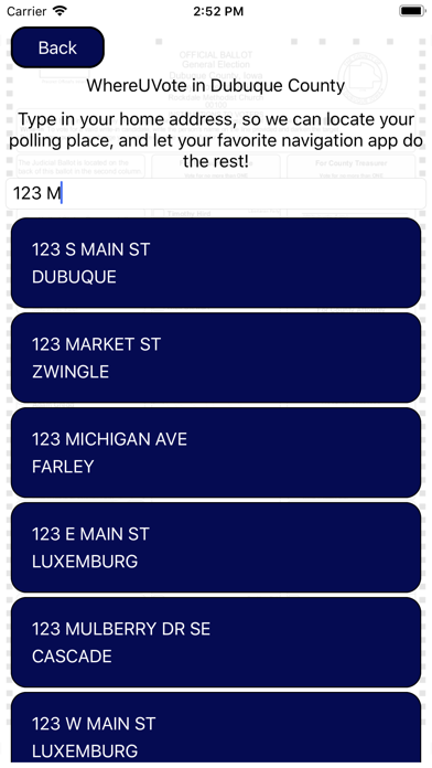 WhereUVote IA - Dubuque Screenshot