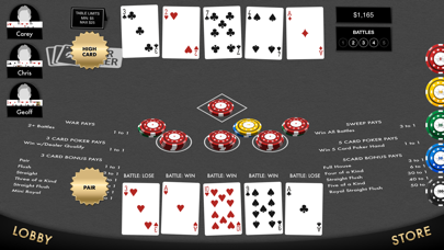 War Poker Table Game Screenshot
