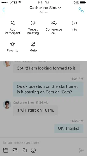 Capture d'écran de Cisco Jabber sur iPhone 6