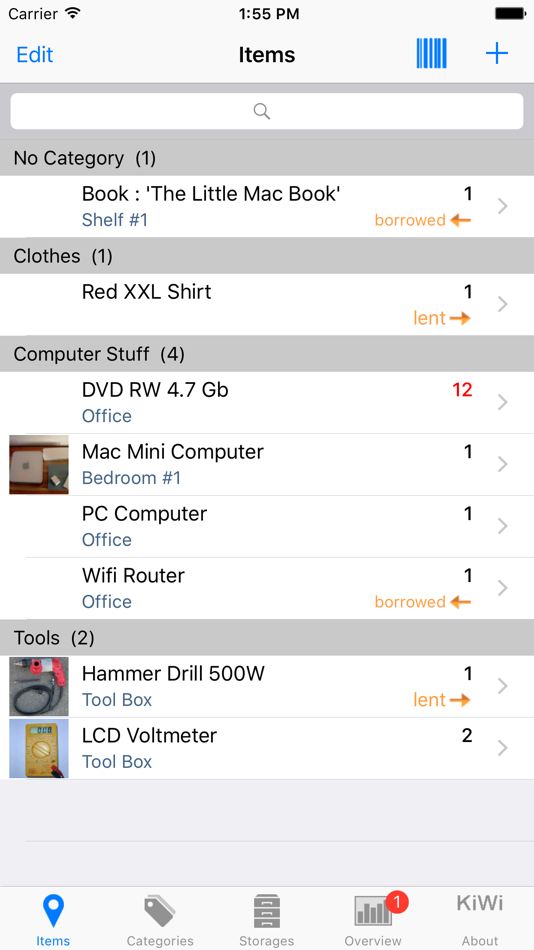 #1. Items & Storage & Inventory (iOS) By: Pascal Meziat