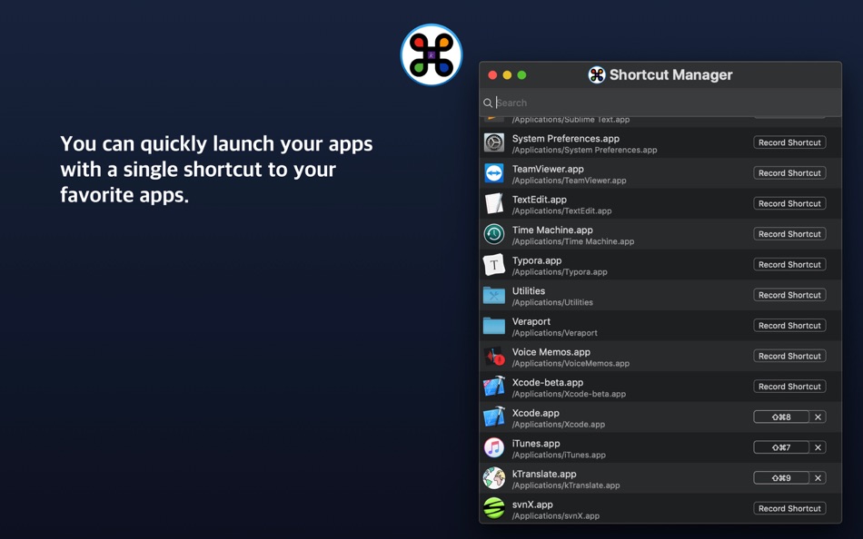 ShortcutManager (macOS) بواسطة: Kimun Kwon