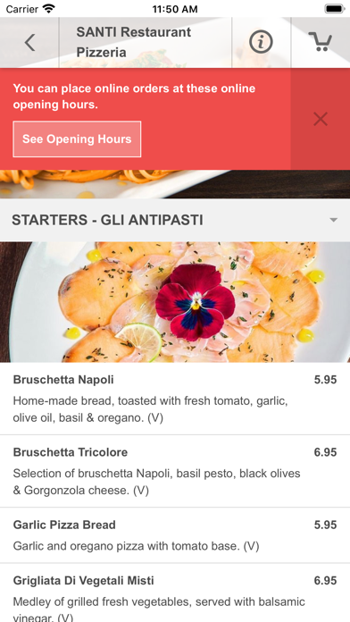 SANTI Restaurant Pizzeria Screenshot