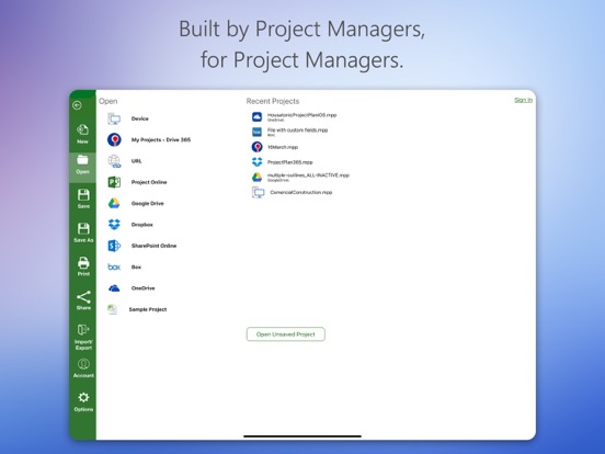 Project Plan screenshot