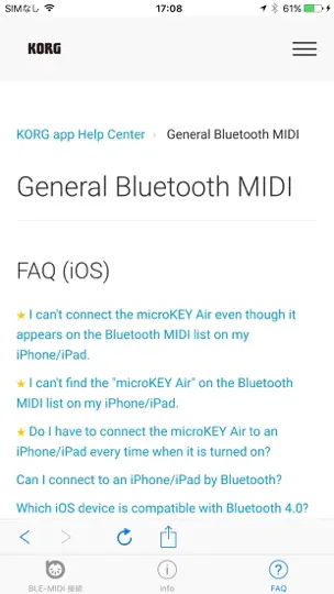 Скриншот Bluetooth MIDI Connect на iPhone 3