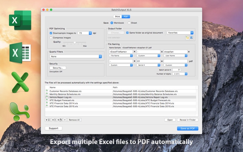 Screenshot #1 pour BatchOutput XLS for Excel