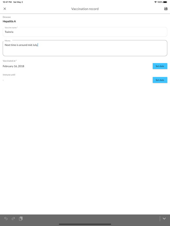 Screenshot #6 pour Immunization record