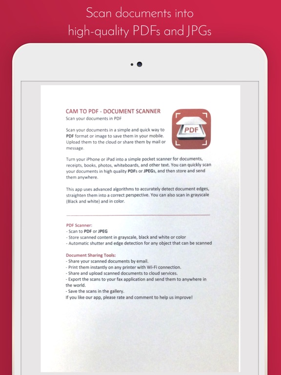 Cam to PDF - Document Scanner iPad screenshot 4 - Productivity app