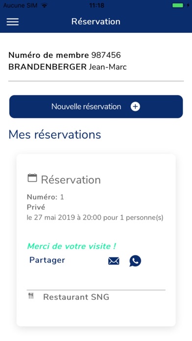 Restaurant SNG Menu Screenshot
