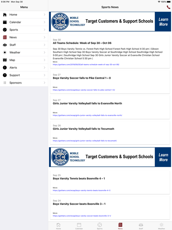Gibson Southern Athletics iPad screenshot 5 - Education app