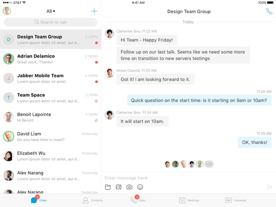 Cisco Jabber for BlackBerry iPad screenshot