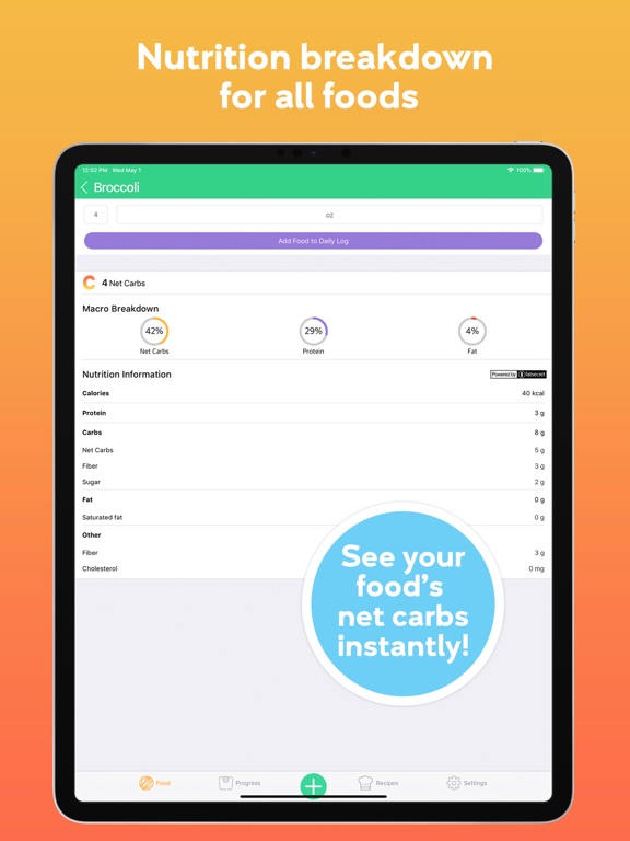 iCarb: Keto Diet Tracker iPad screenshot 5 - Health & Fitness app