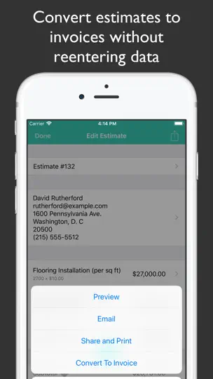 Скриншот JotNot Invoice на iPhone 5