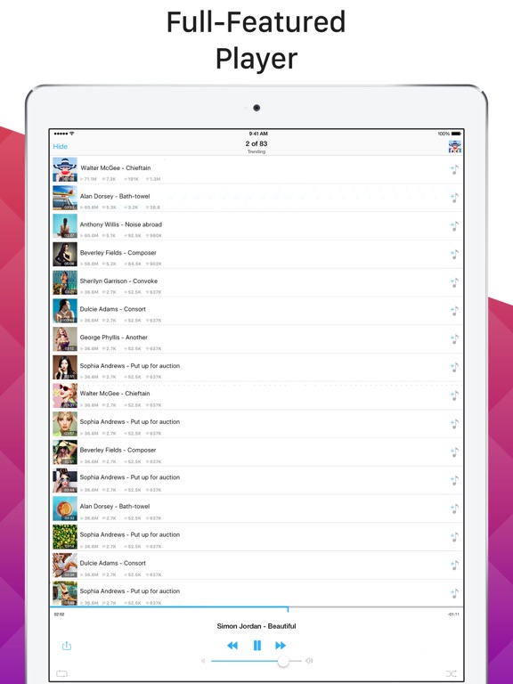 Multi Music Player - listen iPad screenshot 3 - Entertainment app