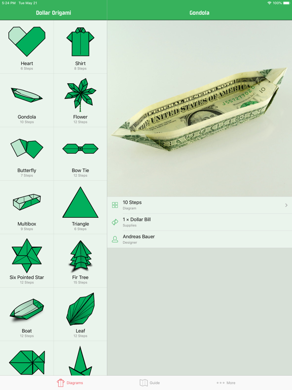Dollar Bill Origami iPad screenshot 7 - Education app