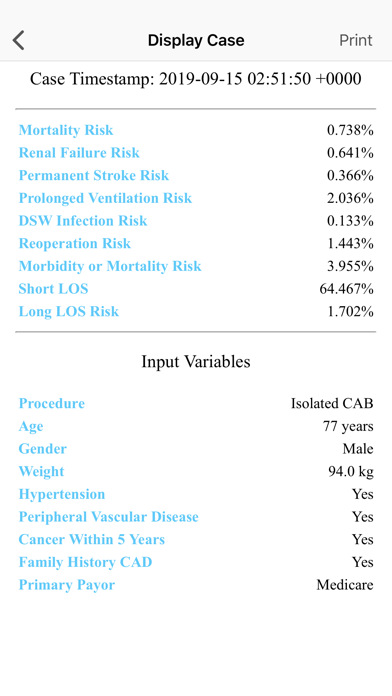 Adult Cardiac Surgery Risk Screenshot 7