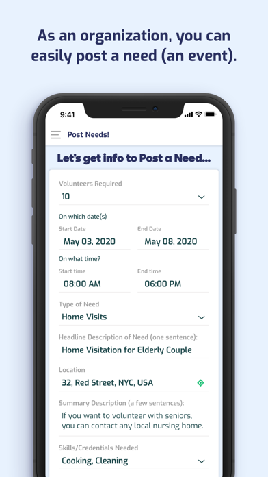 Sharity Volunteering Screenshot