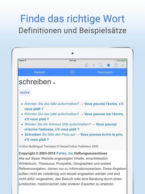 Screenshot #6 pour Deutsch–Französisch Wörterbuch