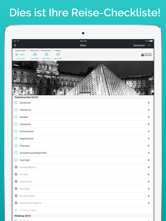 Packr - Die Koffer Packliste iPad screenshot 1