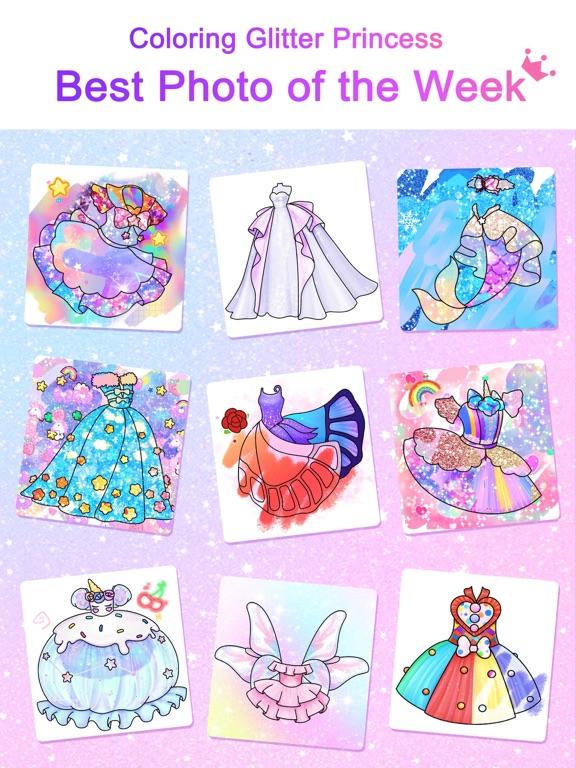 Coloring Glitter Princess iPad screenshot 7 - Education app