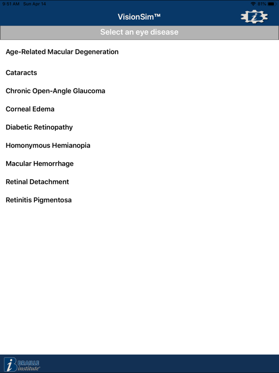 VisionSim by Braille Institute app screenshot 2