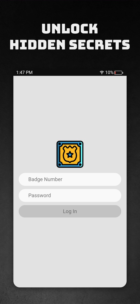 Peek a Phone - The app challenges players with authentic-looking login screens, requiring the input of specific credentials like a "Badge Number" and "Password" to unlock deeper secrets.