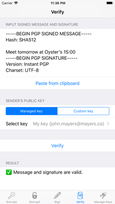 Instant PGP screenshot 2