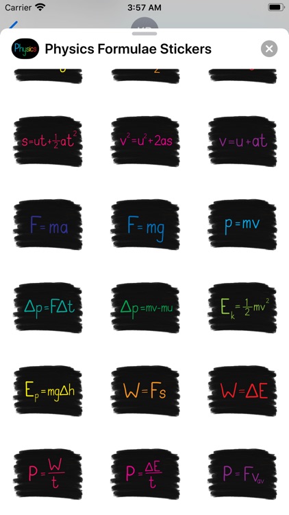 Physics Formulae Stickers